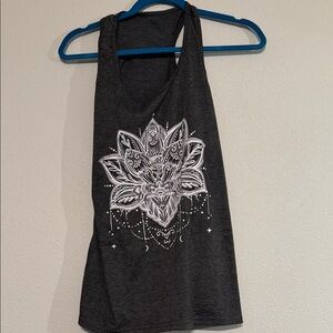 Amazon Charcoal Tank Top with White Floral Design